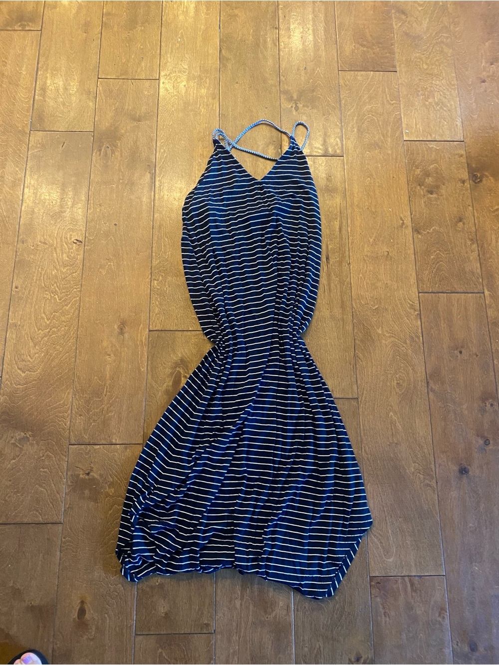 Dress summer Navy blue and White Striped Maxi Dress size S like new!